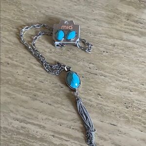 Mia Silver and Turquoise Necklace and Earring Set